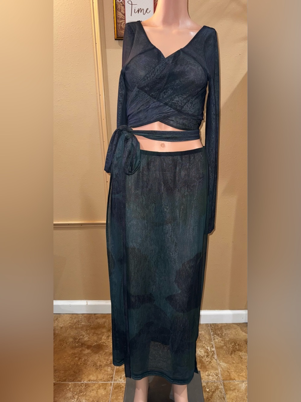 Free People Valentine Reversible Mesh Maxi Skirt Set XL